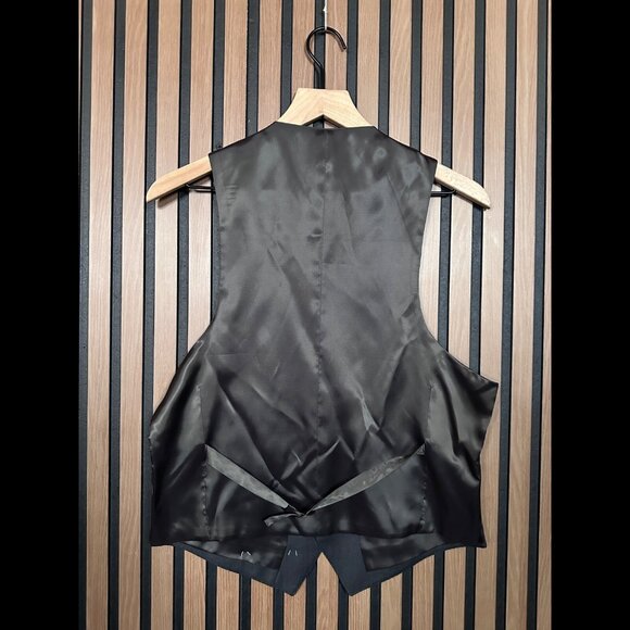 New Lauren Ralph Lauren Vest 36 Short Gray Blacl Colorblock 5 Button 100% Wool - Picture 2 of 5